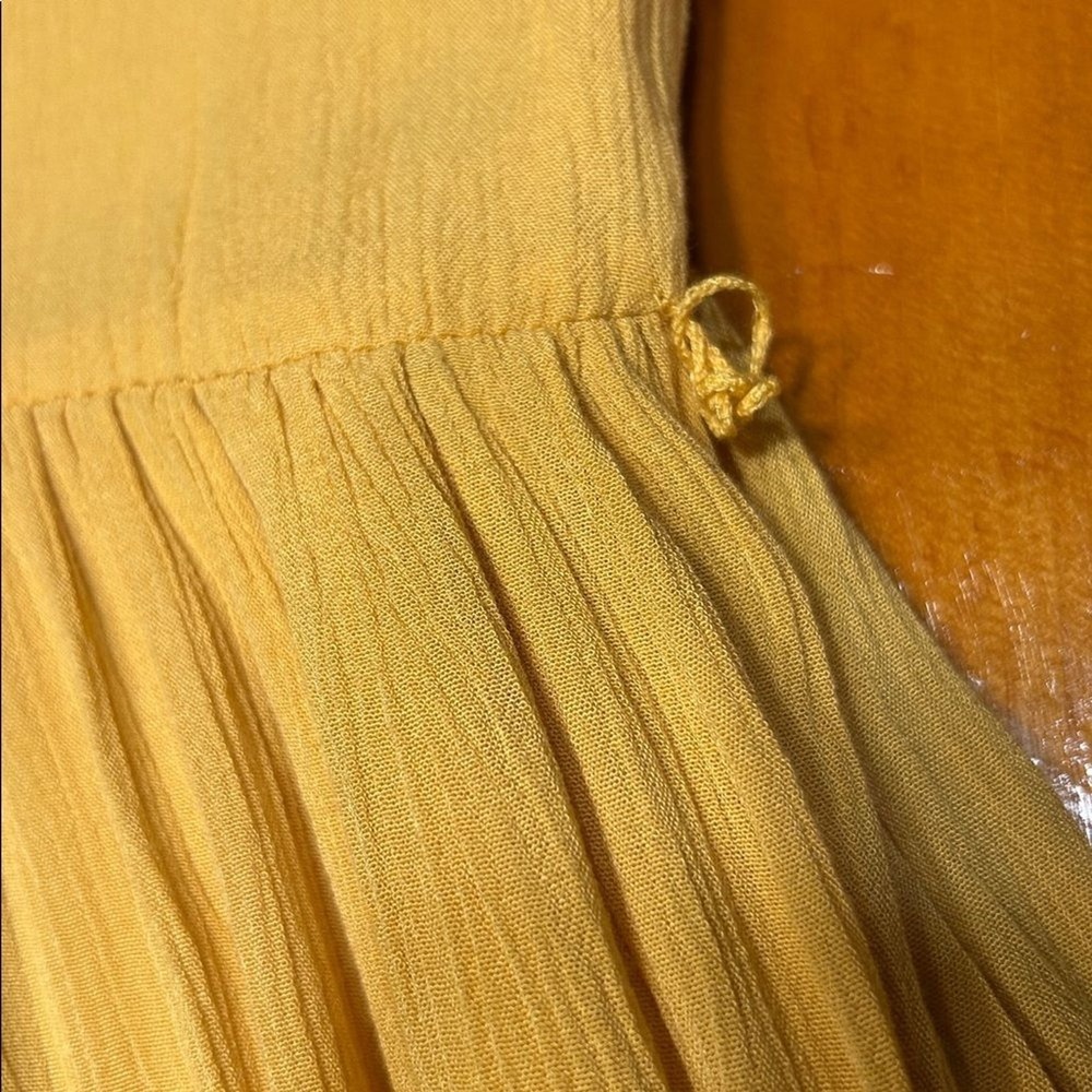 Joie Embroidered Tiered Boho Cottagecore Mustard Yellow Midi Dress Sleeveless - Picture 7 of 9